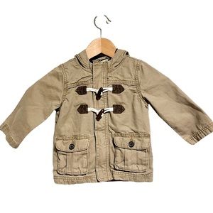 Crazy 8 Baby Hooded Coat with Toggle Buttons Tan/Khaki Winter Jacket